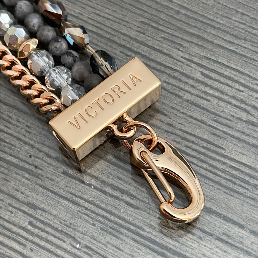 Victoria Emerson Stacked Bracelet with One Clasp Crystal, Stone & Chain - Picture 3 of 16